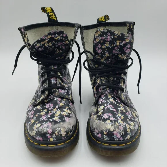 Dr. Martens Black Floral Combat Boots - Picture 8 of 11